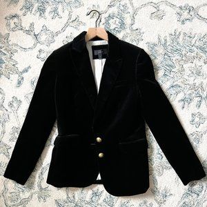 EUC J. Crew Black Velvet Blazer with Gold Buttons, Size 4
